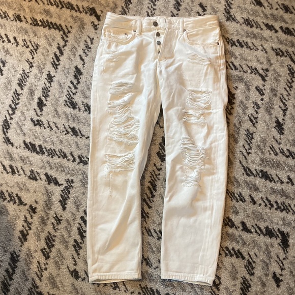 H&M white distressed denim pants sz 25/30 - Picture 2 of 9